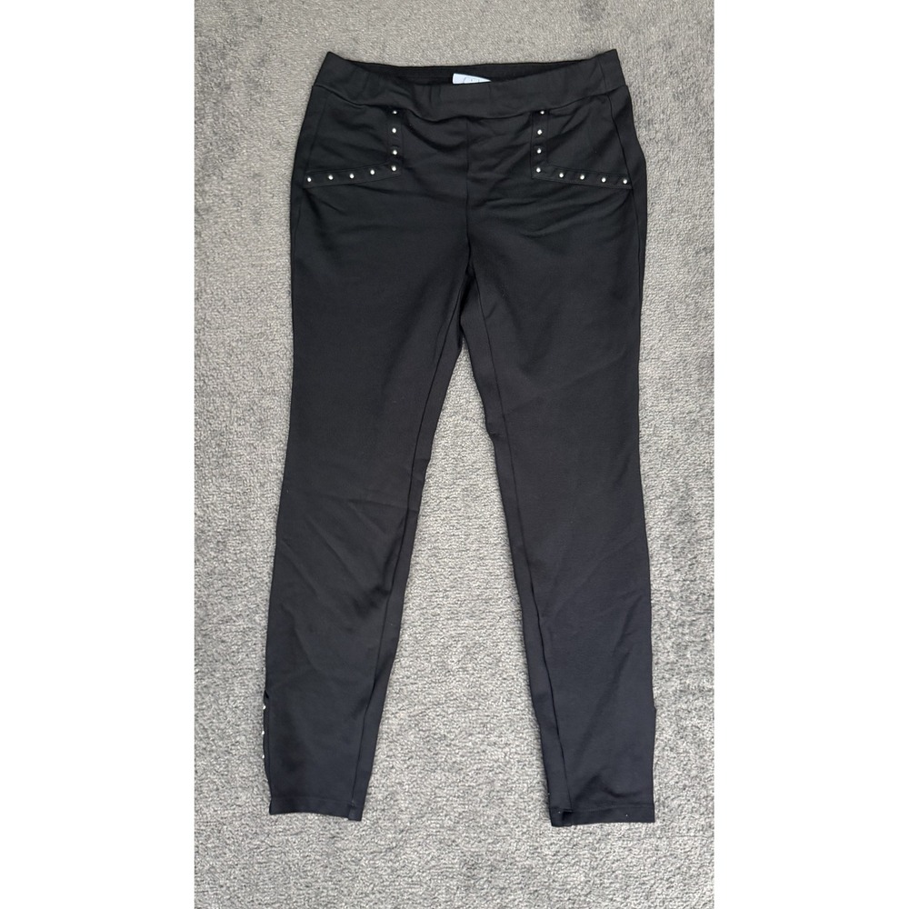 Bar III Black Studded Ponte Knit Leggings Slim Fit Ankle Pants Size L